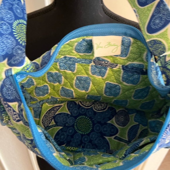 Vera Bradley Doodle Daisy Shoulder Bag Blue & Lime Green Purse Good Condition - Picture 5 of 6